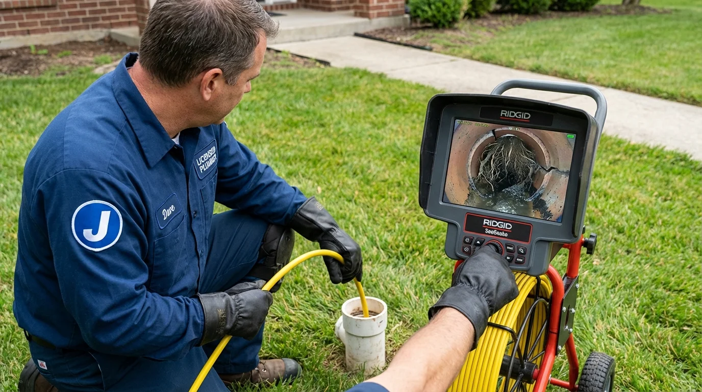 Sewer camera inspection being performed by Johns Plumbing LLC in Newbury