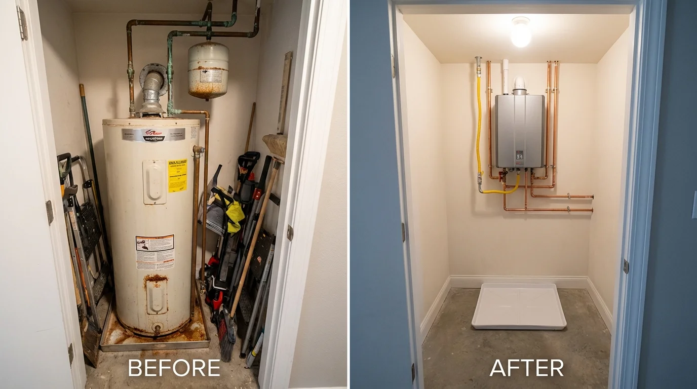 Tank water heater versus wall-mounted tankless unit comparison for Newbury, NH homeowners